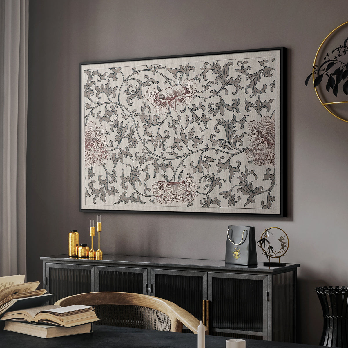 Vintage Abstract Print XVII - Floater Framed Canvas Print