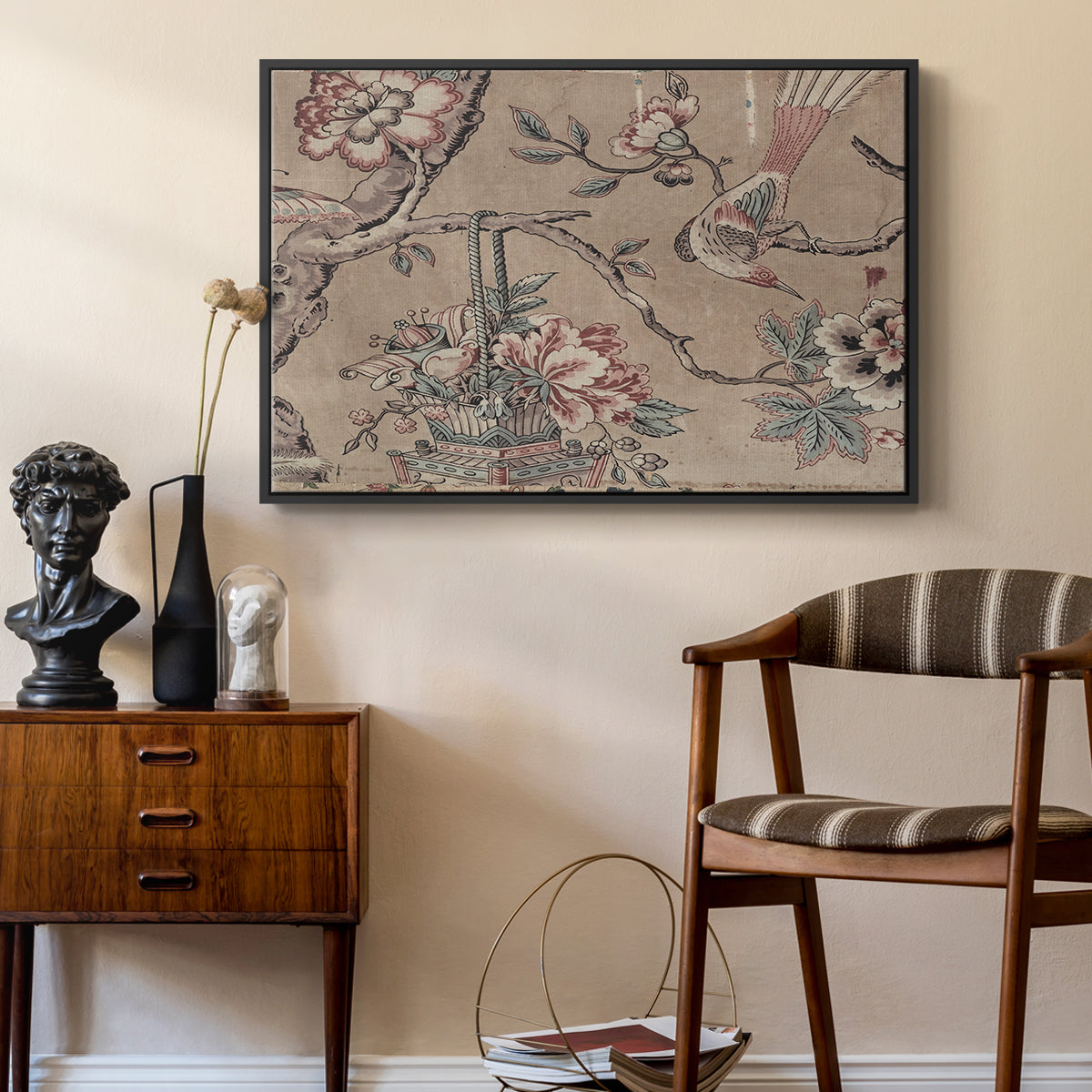 Vintage Abstract Print XVIII - Floater Framed Canvas Print