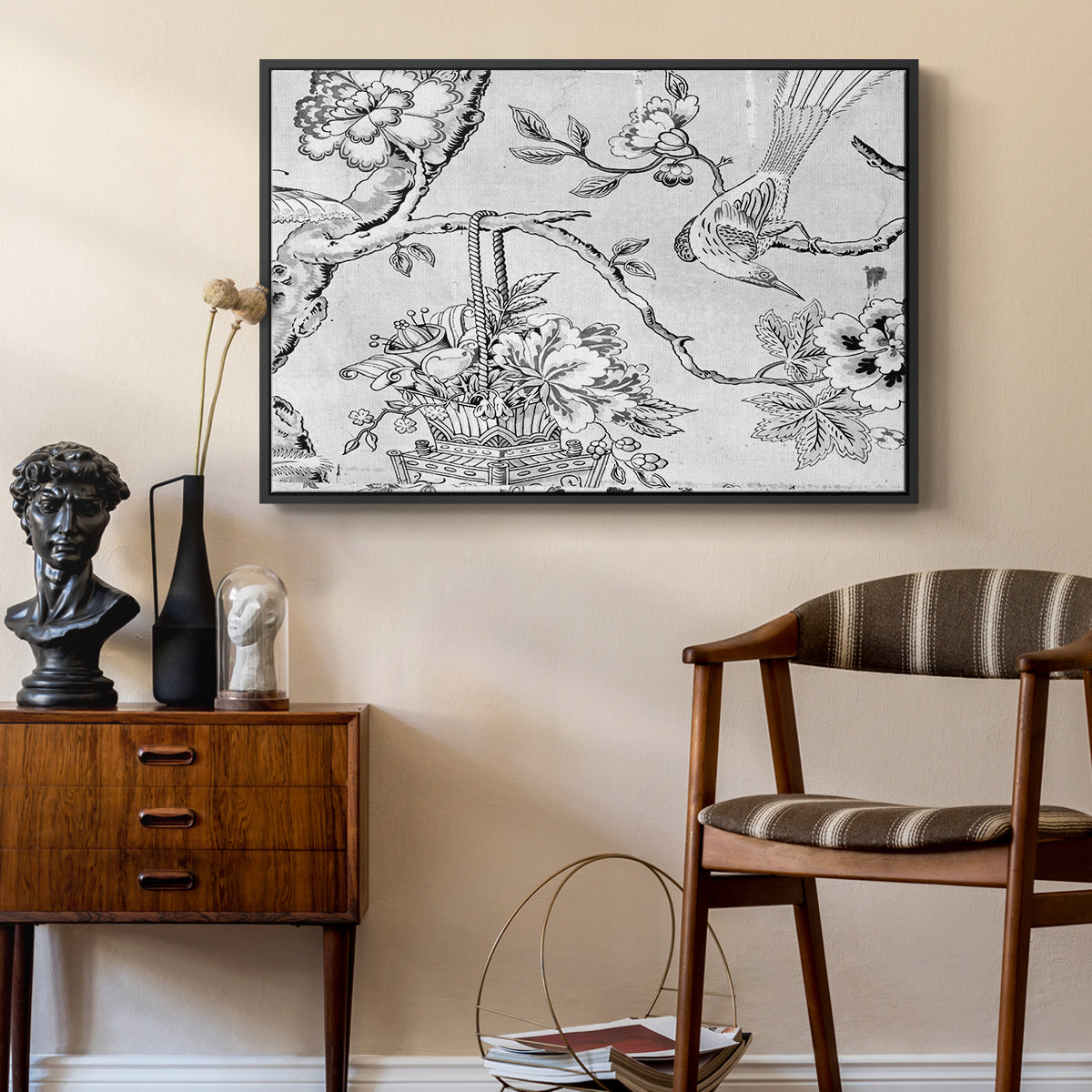 Vintage Abstract Print XIX - Floater Framed Canvas Print