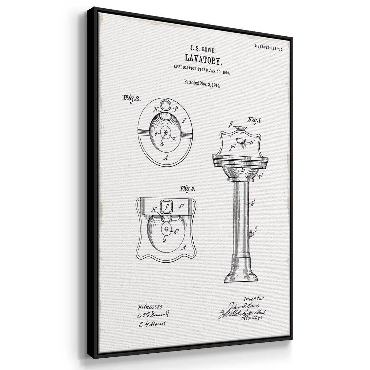 Vintage Bath I - Floater Framed Canvas Set