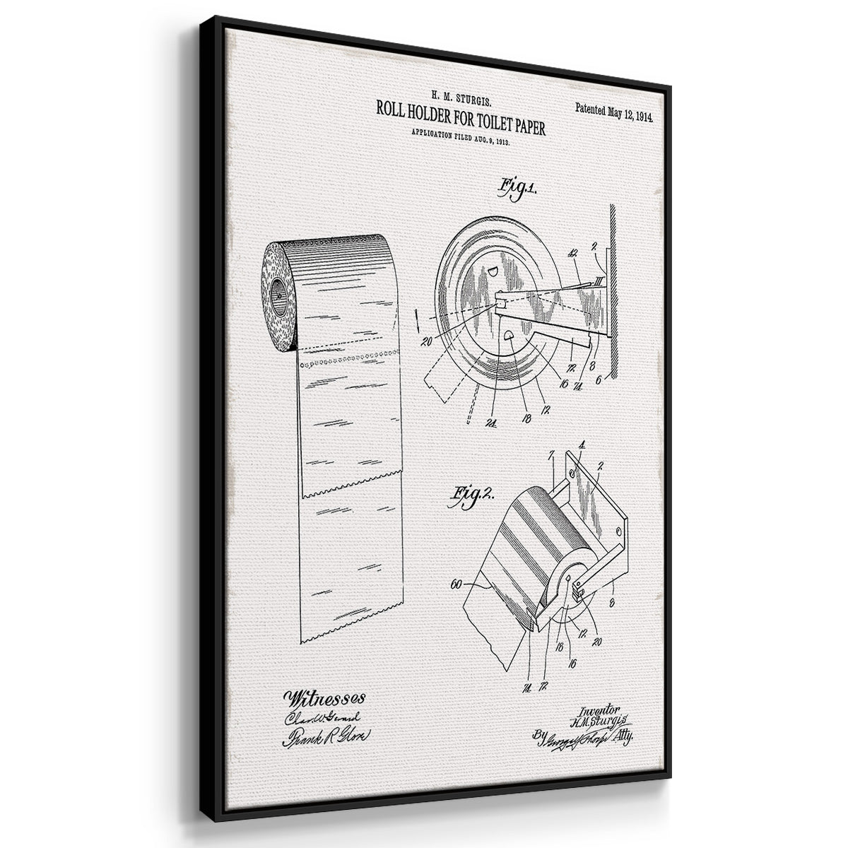 Toilet Paper Patent I - Floater Framed Canvas Set