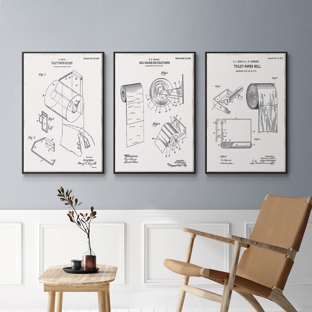 Toilet Paper Patent I - Floater Framed Canvas Set