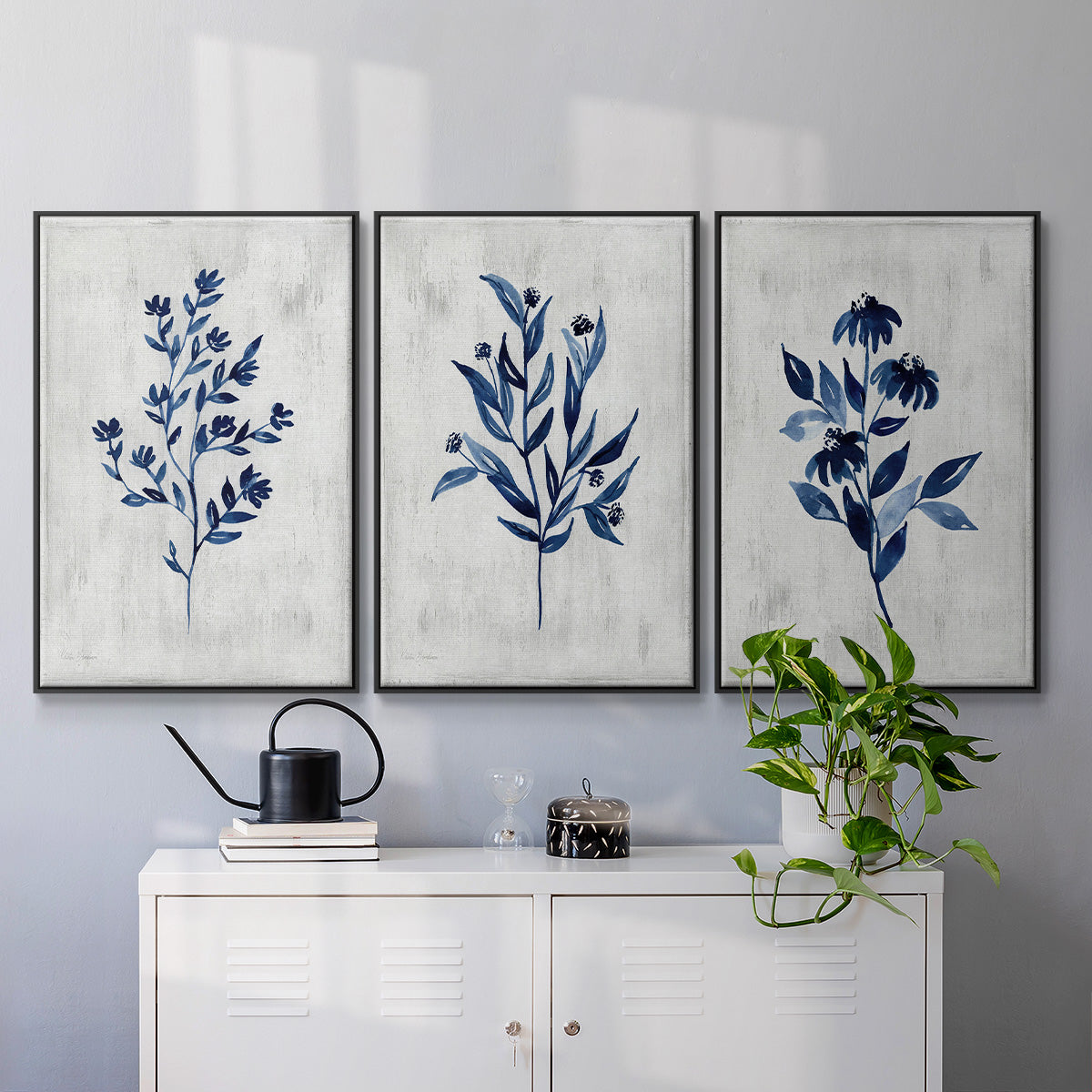 Wild Indigo I - Floater Framed Canvas Set