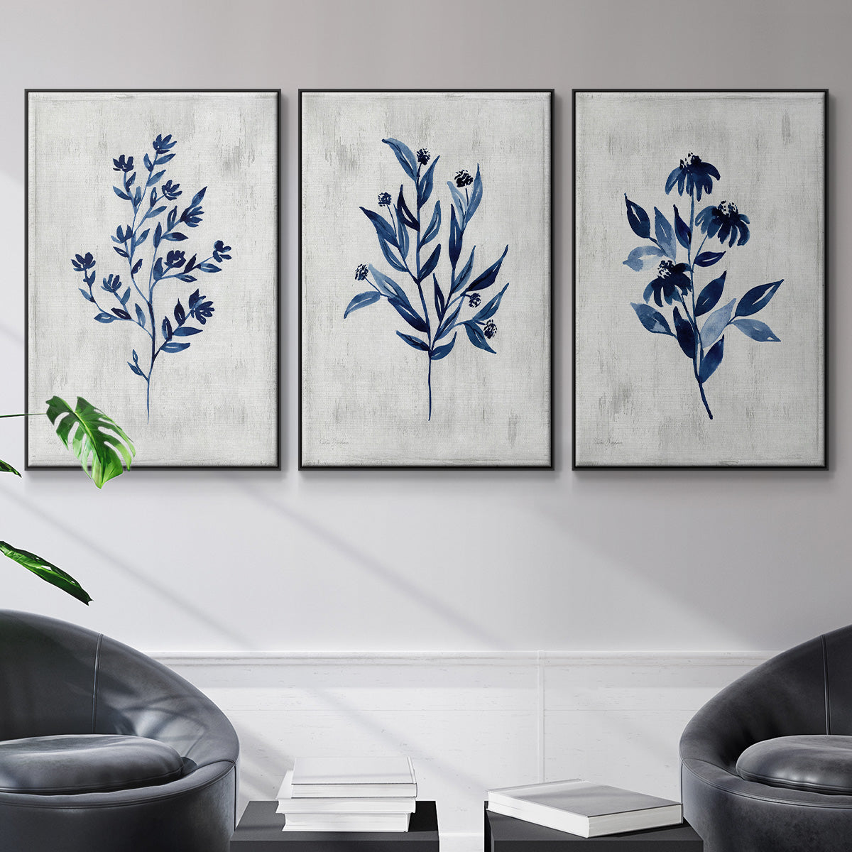 Wild Indigo I - Floater Framed Canvas Set