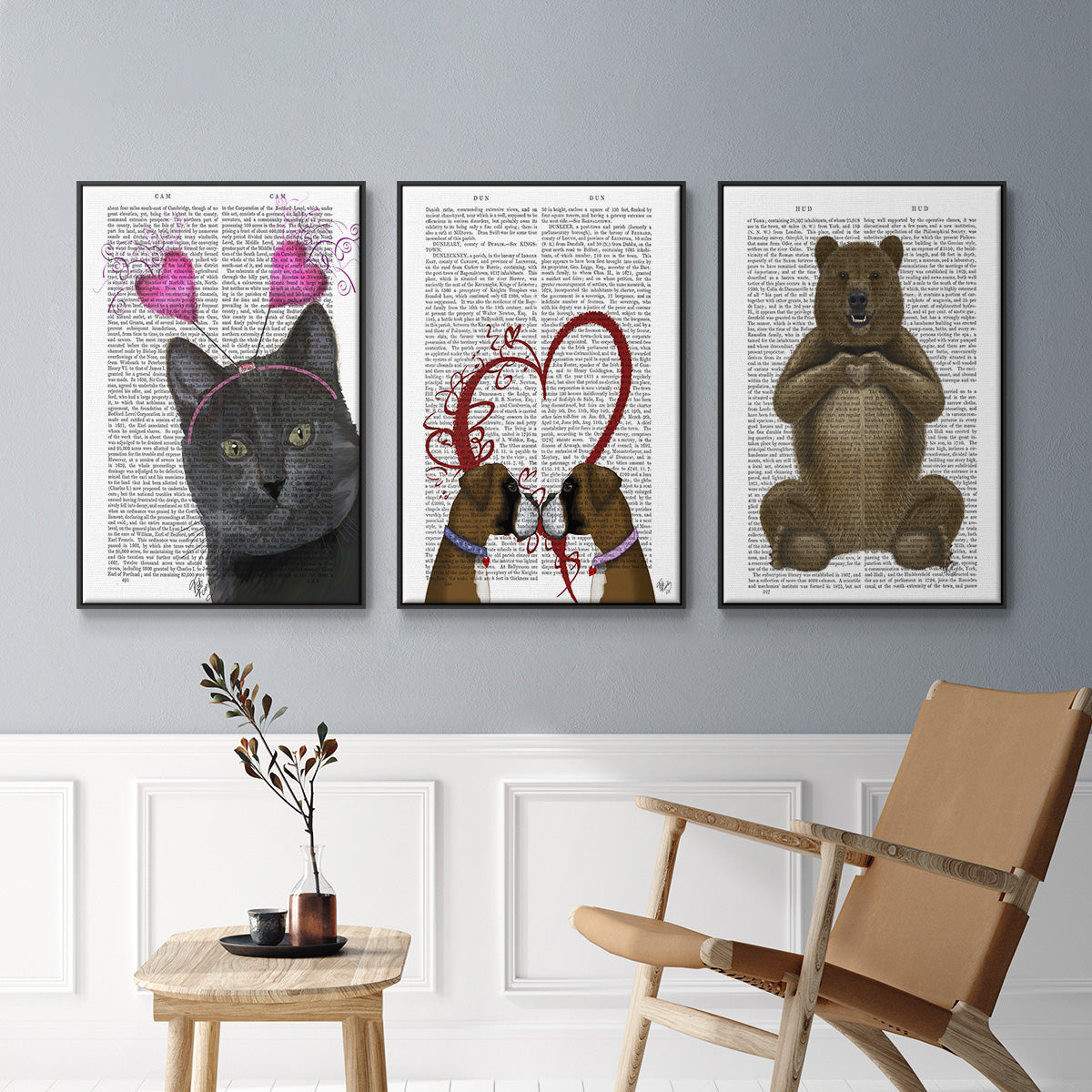 Bear and Hand Heart - Floater Framed Canvas Set