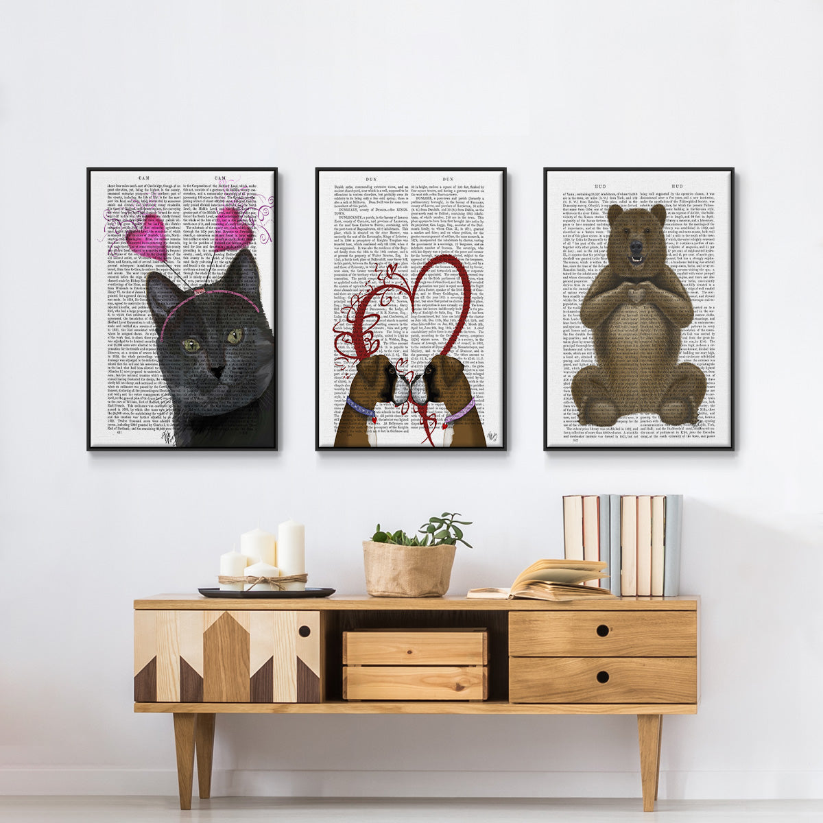 Bear and Hand Heart - Floater Framed Canvas Set