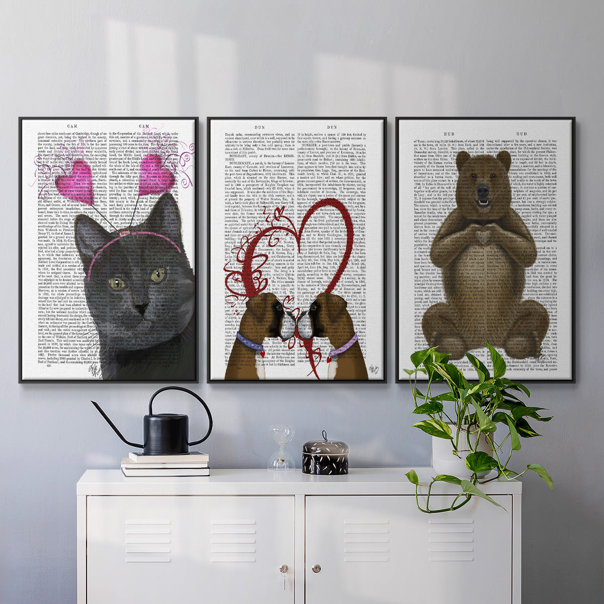 Bear and Hand Heart - Floater Framed Canvas Set