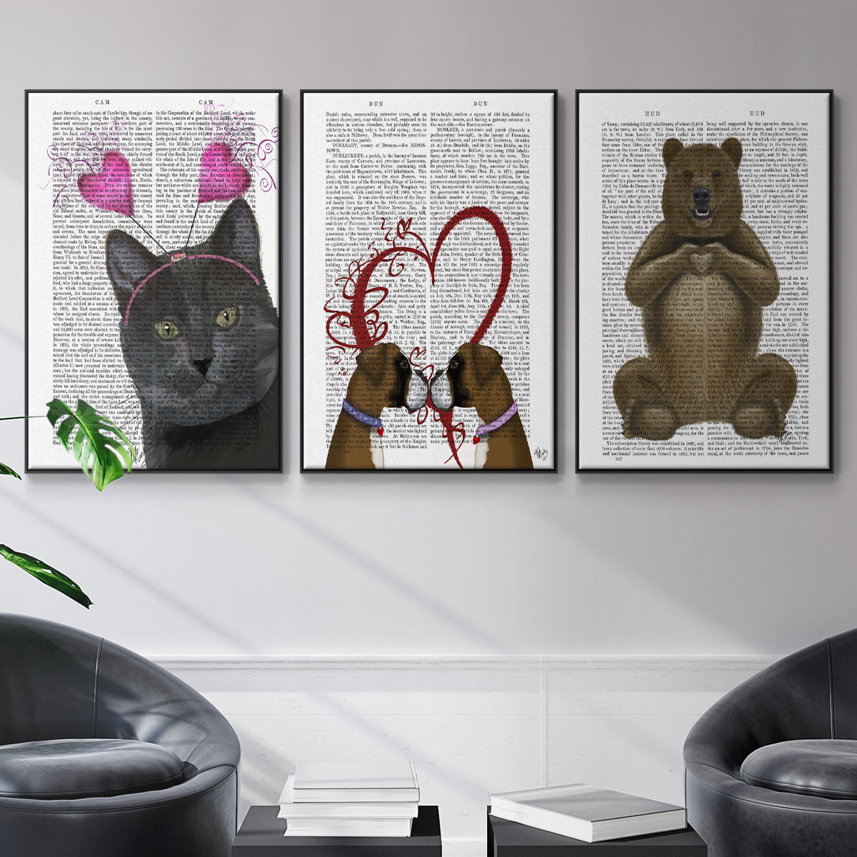 Bear and Hand Heart - Floater Framed Canvas Set