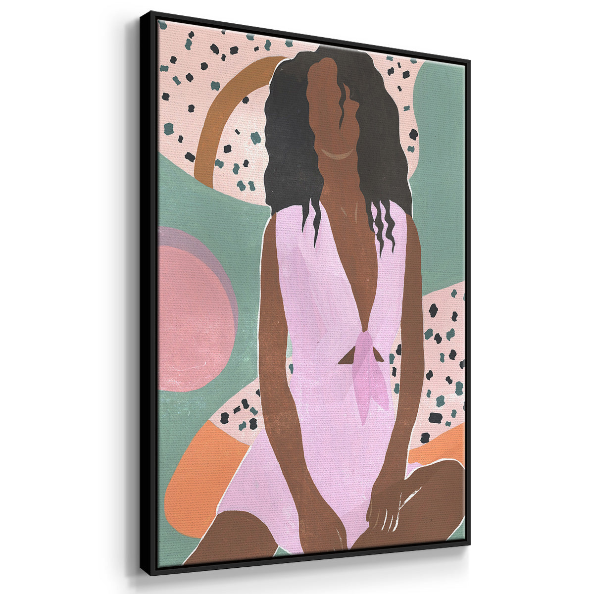 Curly Lady I - Floater Framed Canvas Set