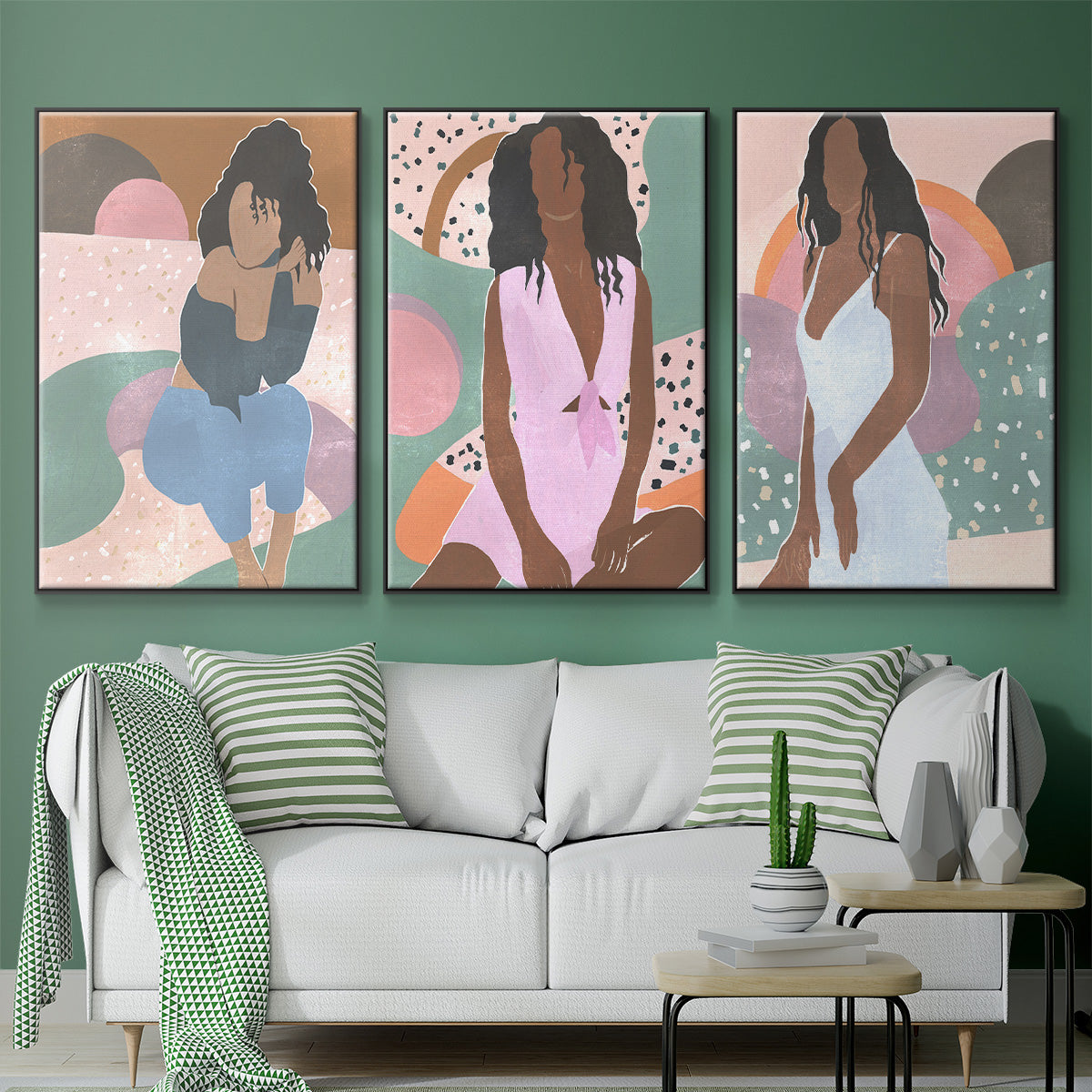 Curly Lady I - Floater Framed Canvas Set