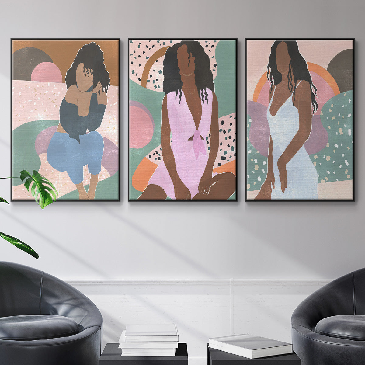 Curly Lady I - Floater Framed Canvas Set