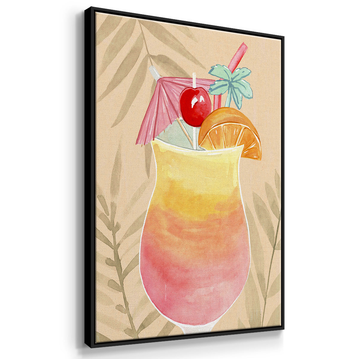 Tropical Cocktail I - Floater Framed Canvas Set