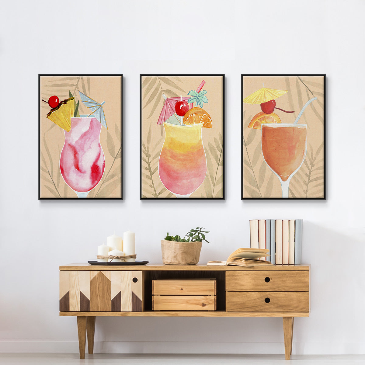 Tropical Cocktail I - Floater Framed Canvas Set