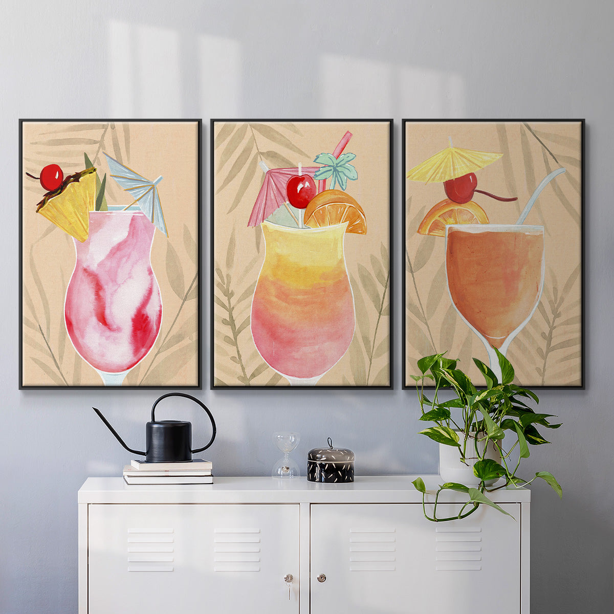 Tropical Cocktail I - Floater Framed Canvas Set