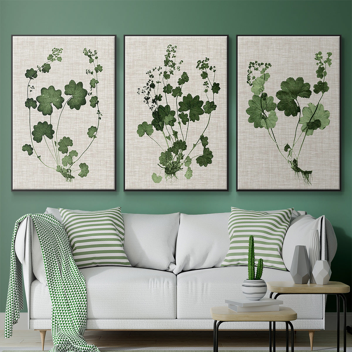 Forest Foliage on Linen I - Floater Framed Canvas Set