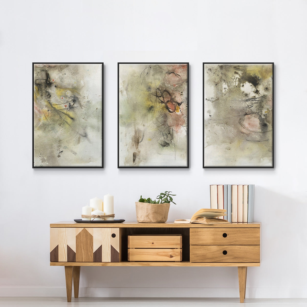 Soft Inspiration I - Floater Framed Canvas Set