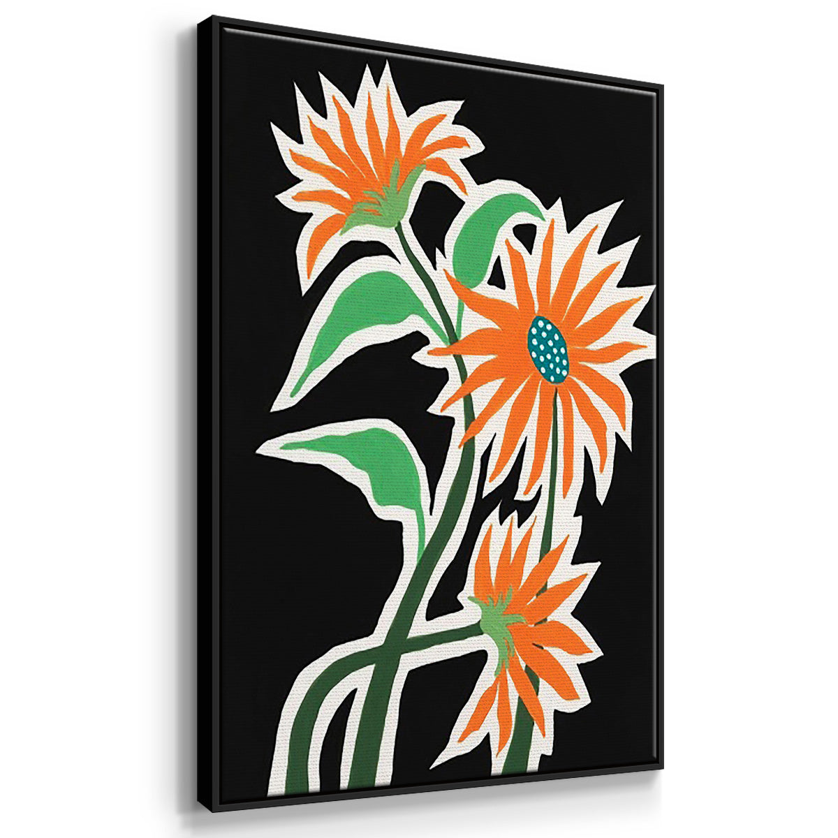 Pop Flowers I - Floater Framed Canvas Set