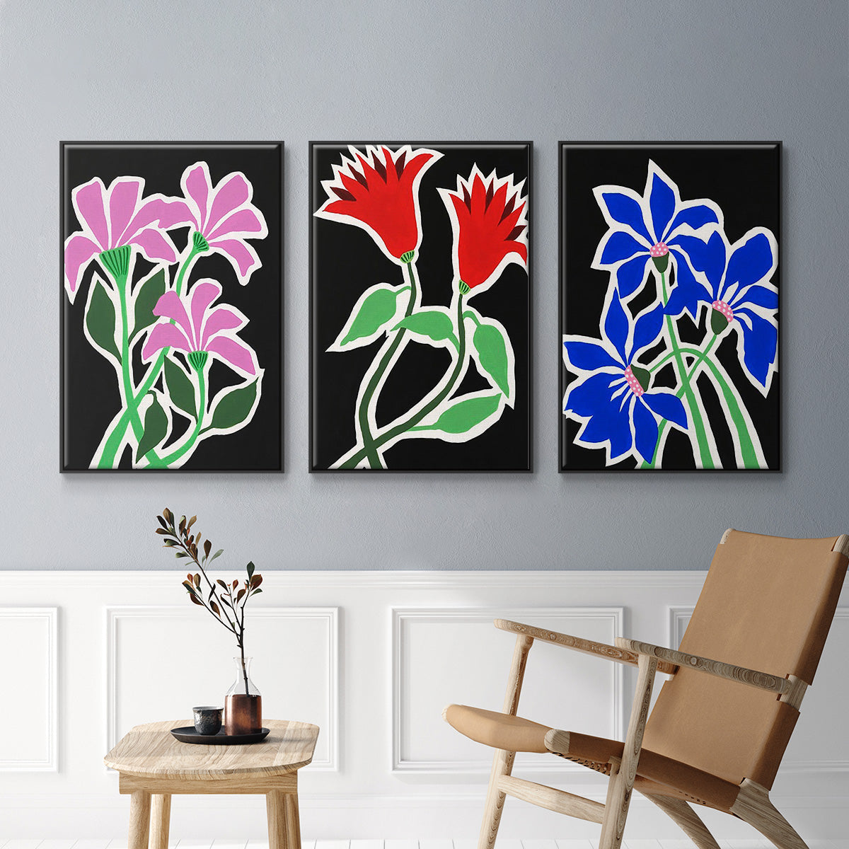 Pop Flowers IV - Floater Framed Canvas Set
