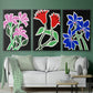 Pop Flowers IV - Floater Framed Canvas Set