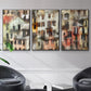 Stacked Houses I - Floater Framed Canvas Set