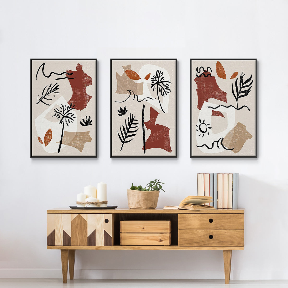 Soft Palms IV - Floater Framed Canvas Set