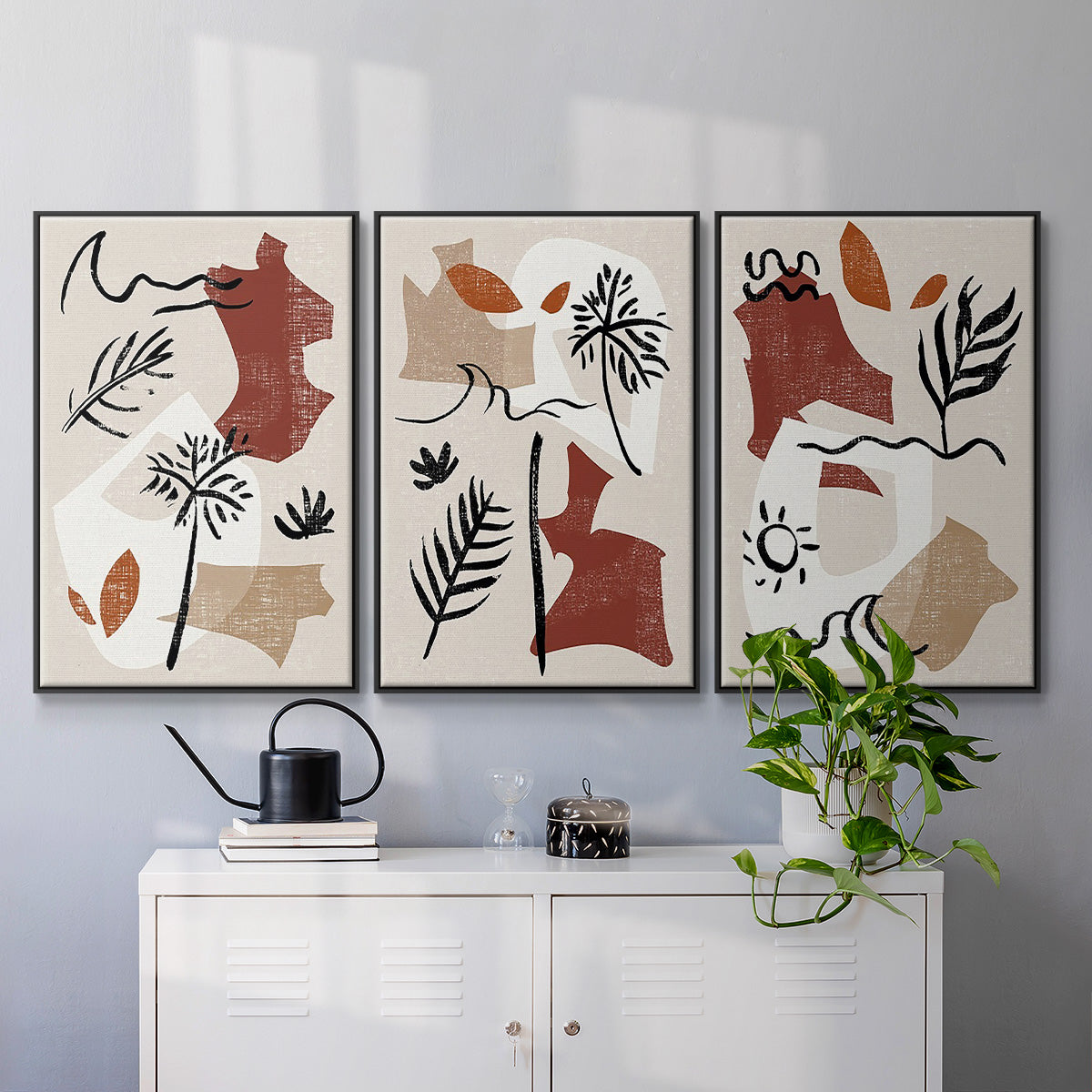 Soft Palms IV - Floater Framed Canvas Set