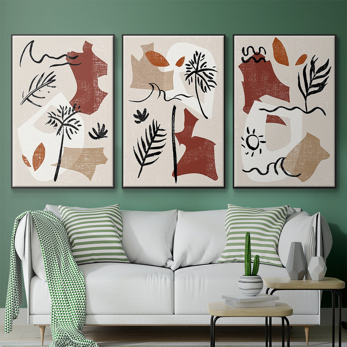 Soft Palms IV - Floater Framed Canvas Set