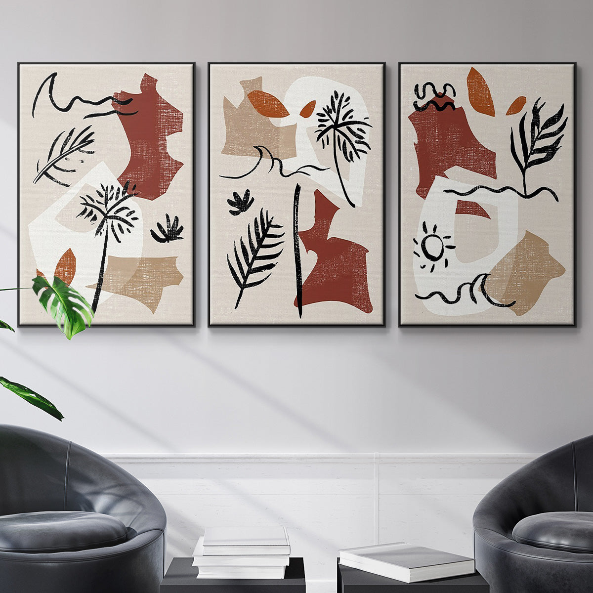 Soft Palms IV - Floater Framed Canvas Set