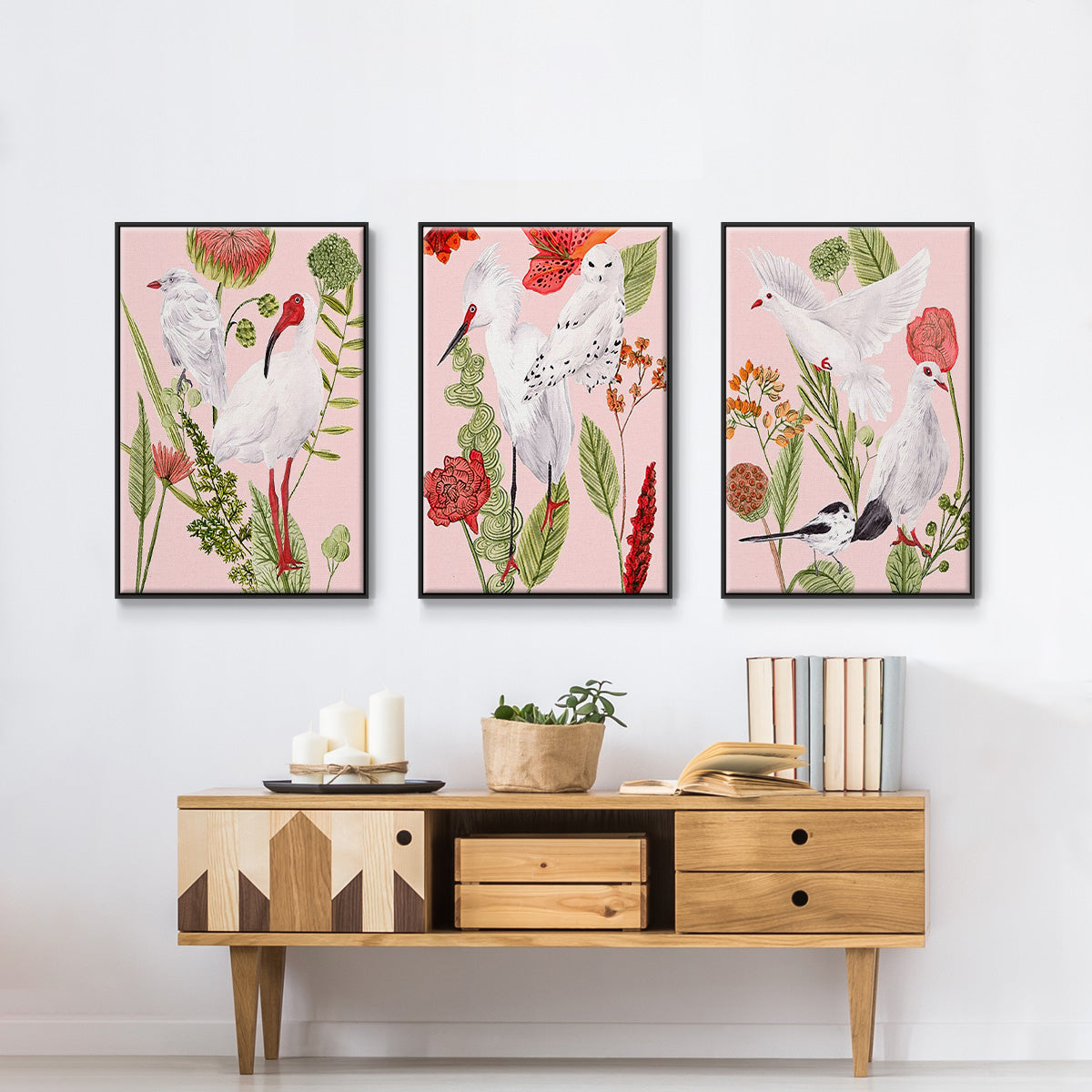 Birds in Motion I - Floater Framed Canvas Set