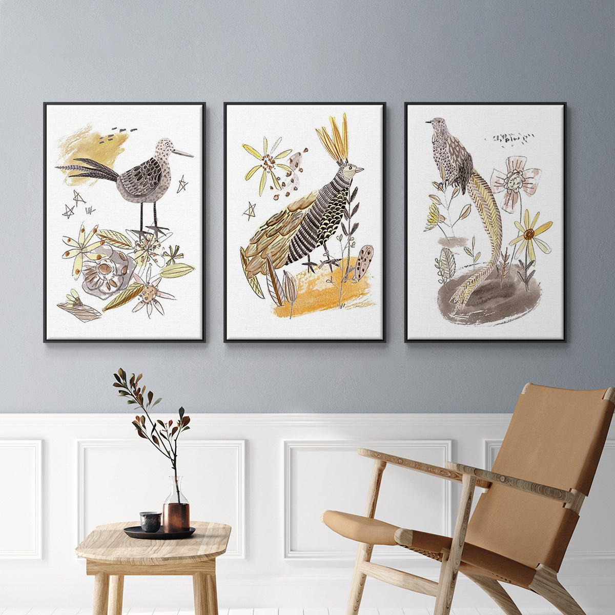 Glowing Garden at Dusk I - Floater Framed Canvas Set