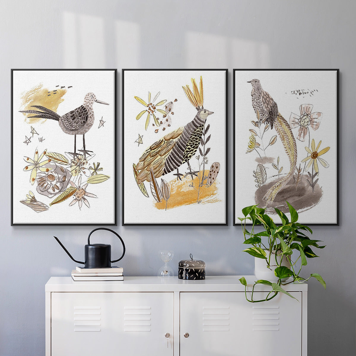 Glowing Garden at Dusk I - Floater Framed Canvas Set