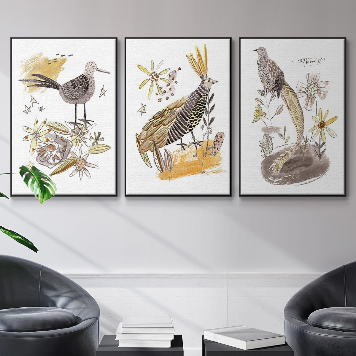 Glowing Garden at Dusk I - Floater Framed Canvas Set