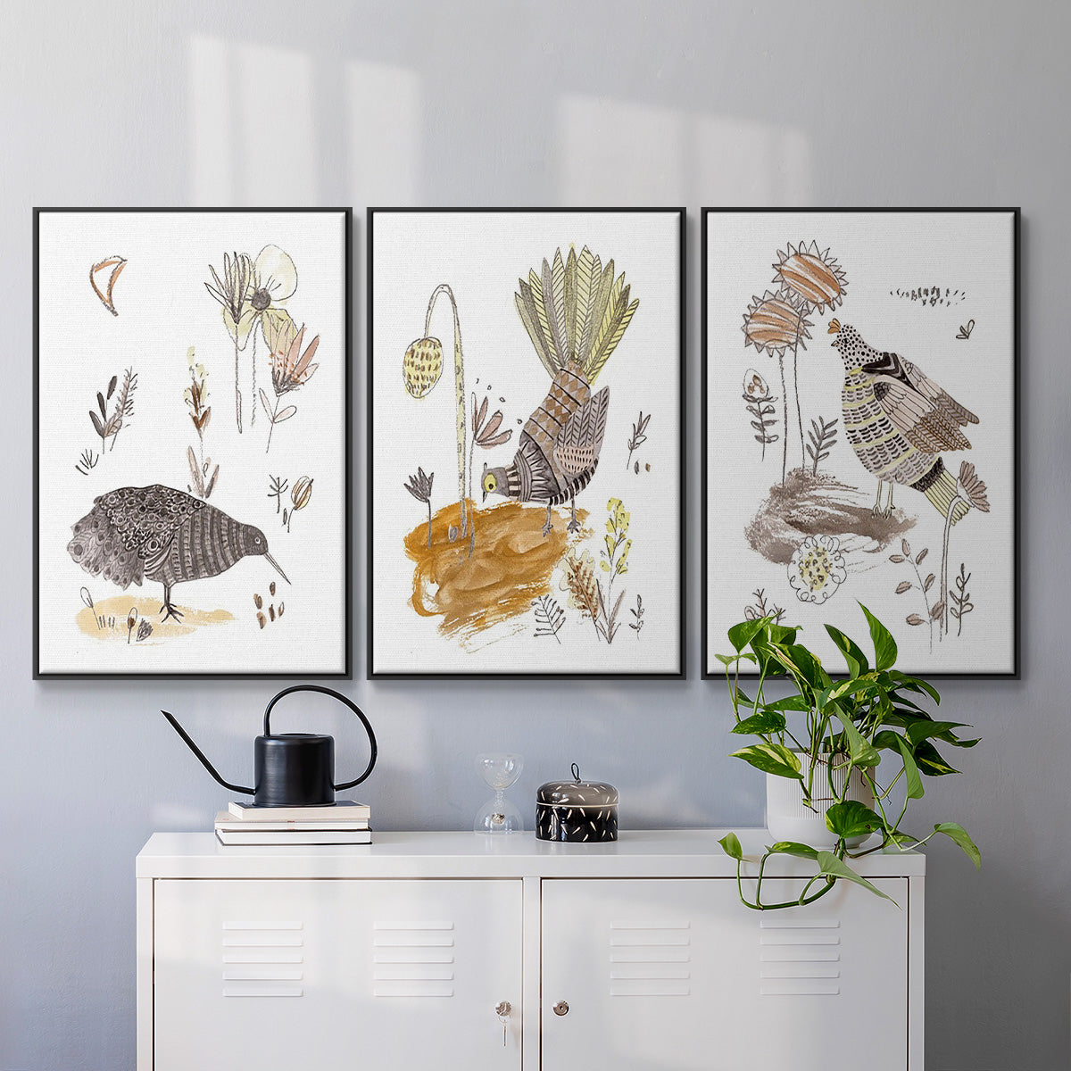 Glowing Garden at Dusk IV - Floater Framed Canvas Set