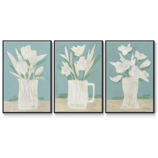 Muted Spring Arrangement I - Floater Framed Canvas Set