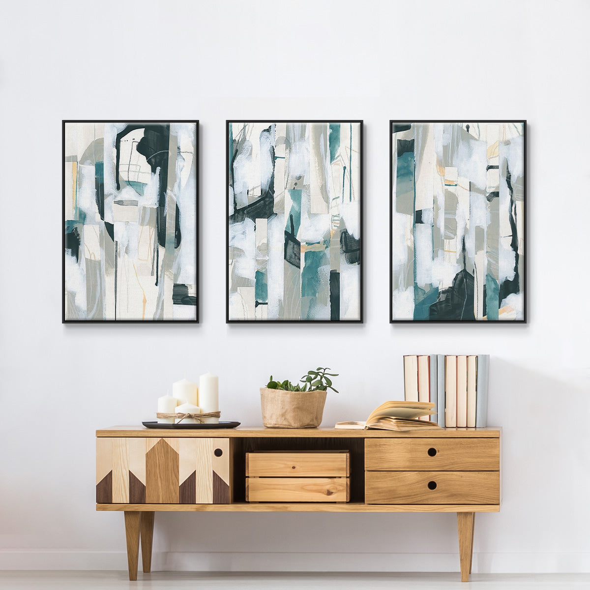 Sea Cavern Strata I - Floater Framed Canvas Set