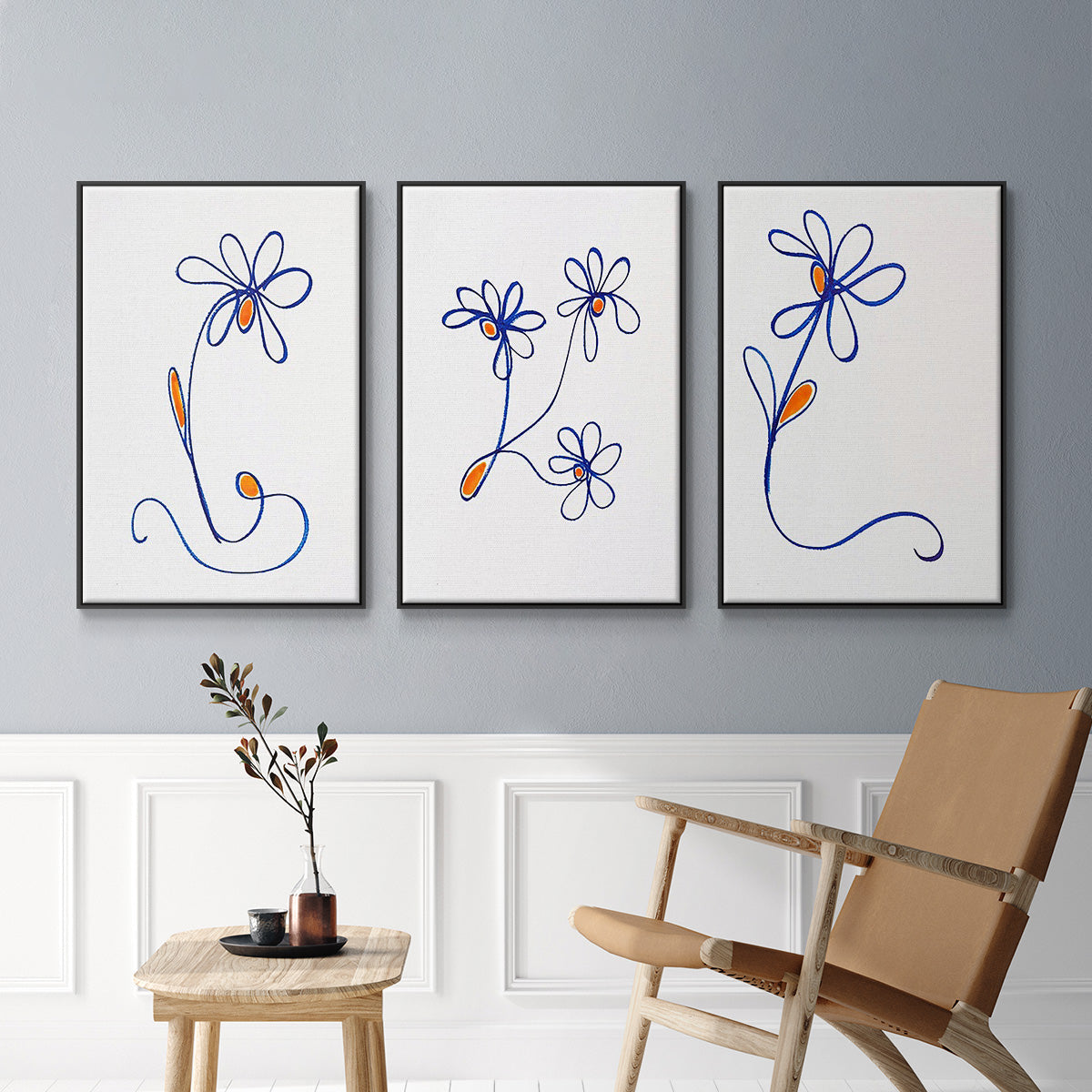 Wobbly Blooms I - Floater Framed Canvas Set
