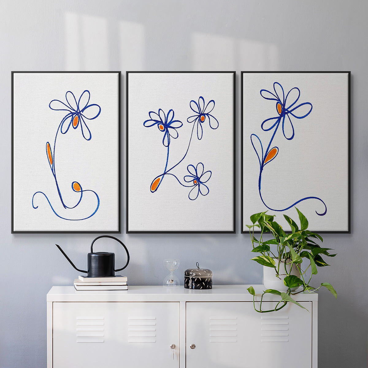 Wobbly Blooms I - Floater Framed Canvas Set