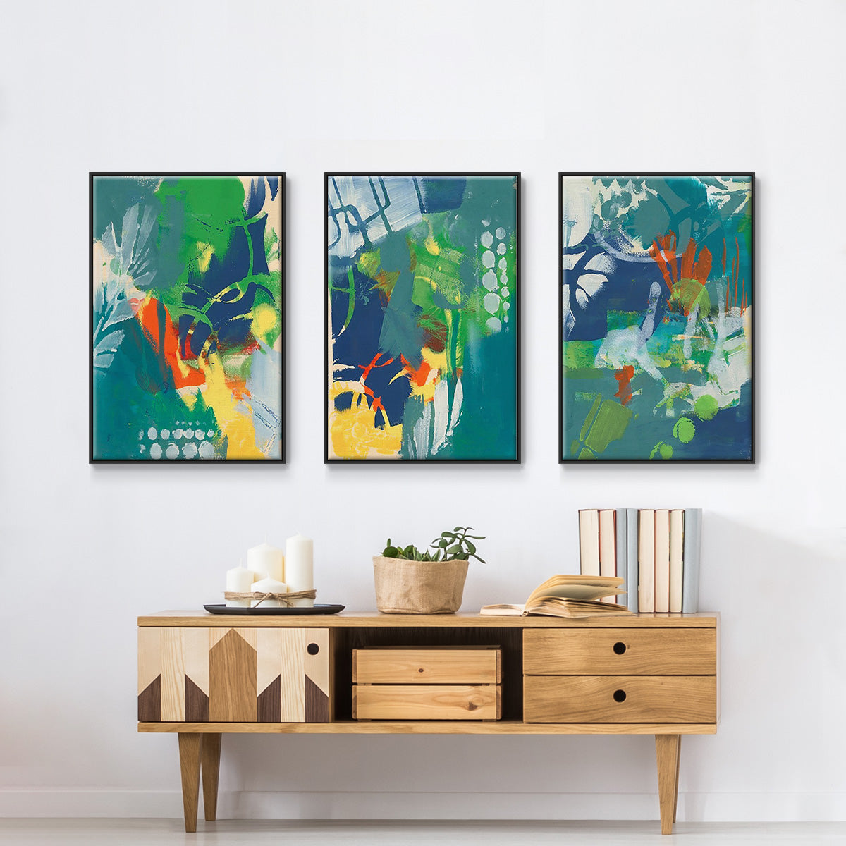 Tropical Graphics I - Floater Framed Canvas Set
