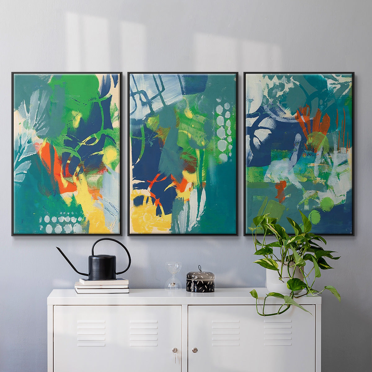Tropical Graphics I - Floater Framed Canvas Set