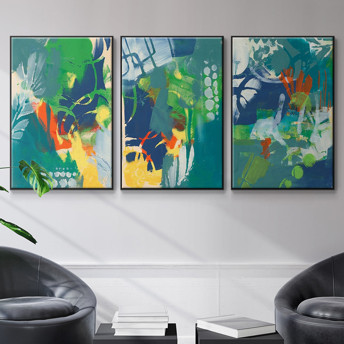 Tropical Graphics I - Floater Framed Canvas Set