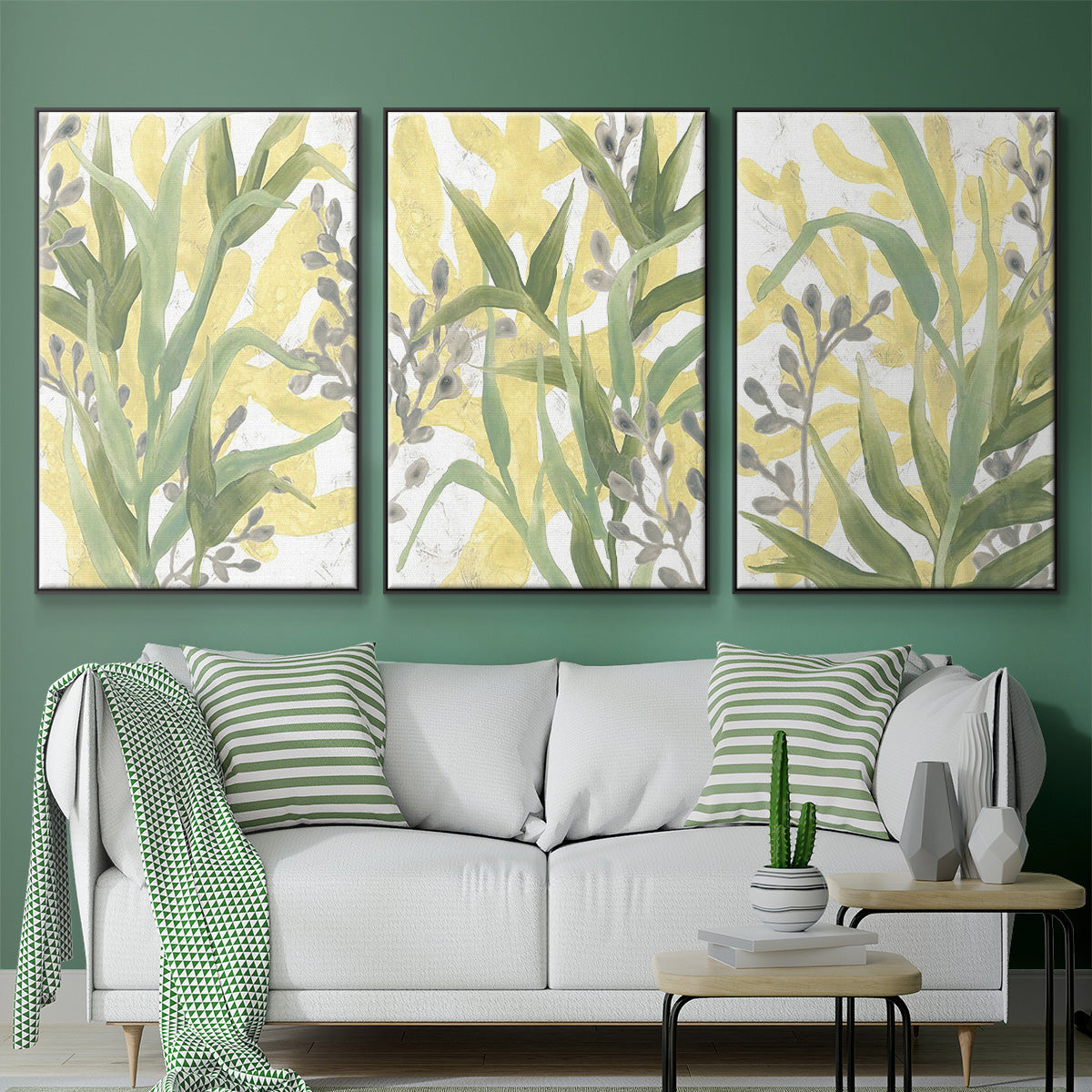 Sea Grass Fresco I - Floater Framed Canvas Set
