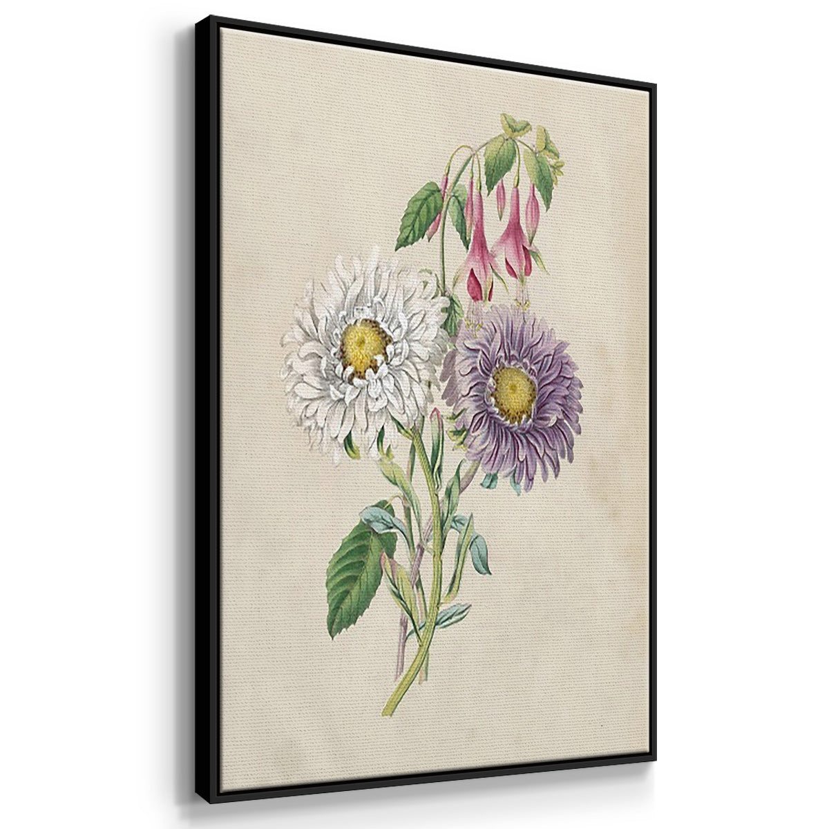 Antique Garden Bouquet I - Floater Framed Canvas Set