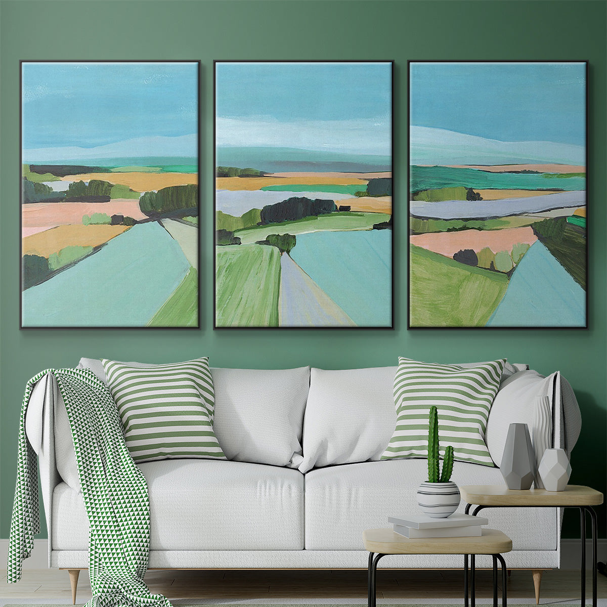 Bright Colored Countryside I - Floater Framed Canvas Set