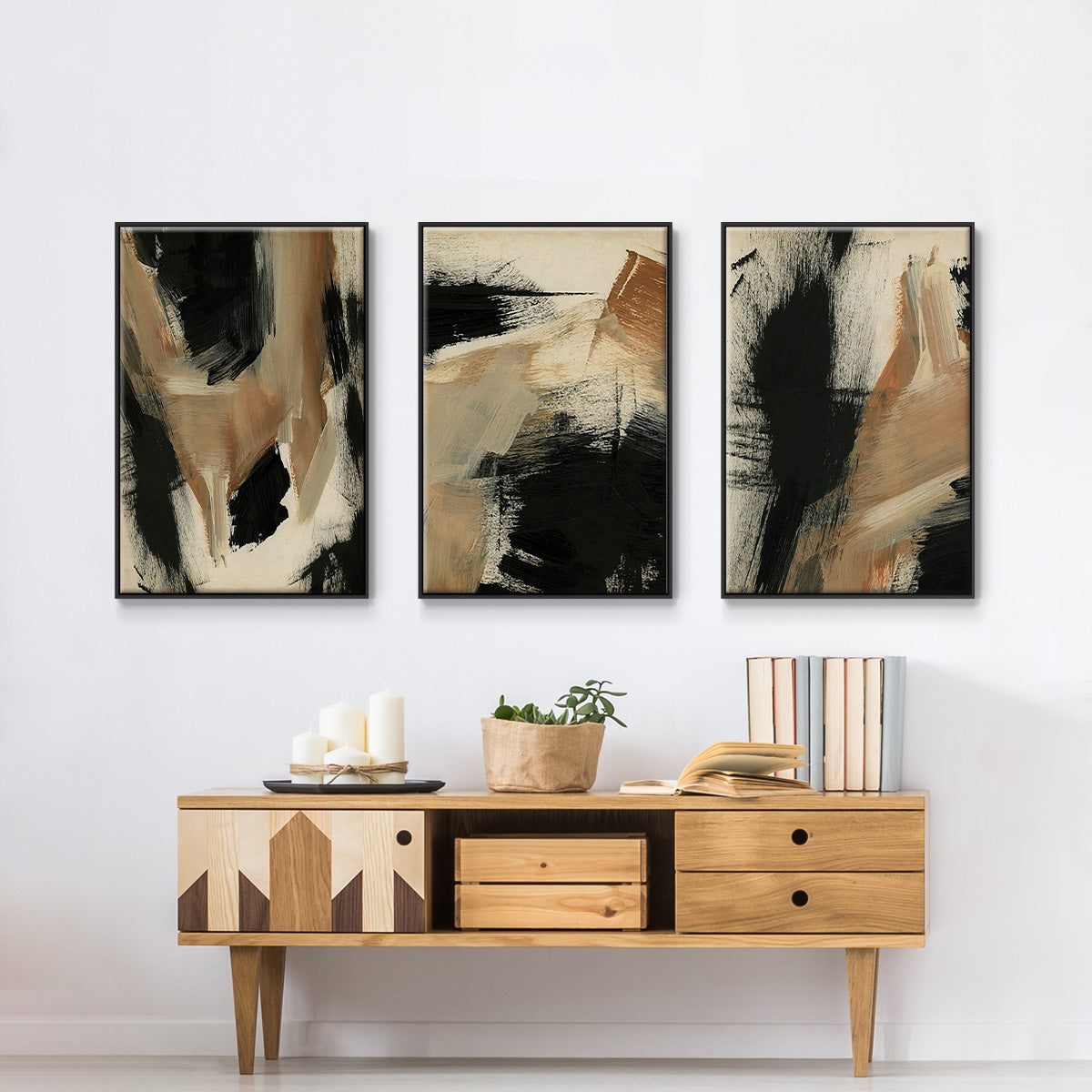 Baked Paintstrokes I - Floater Framed Canvas Set