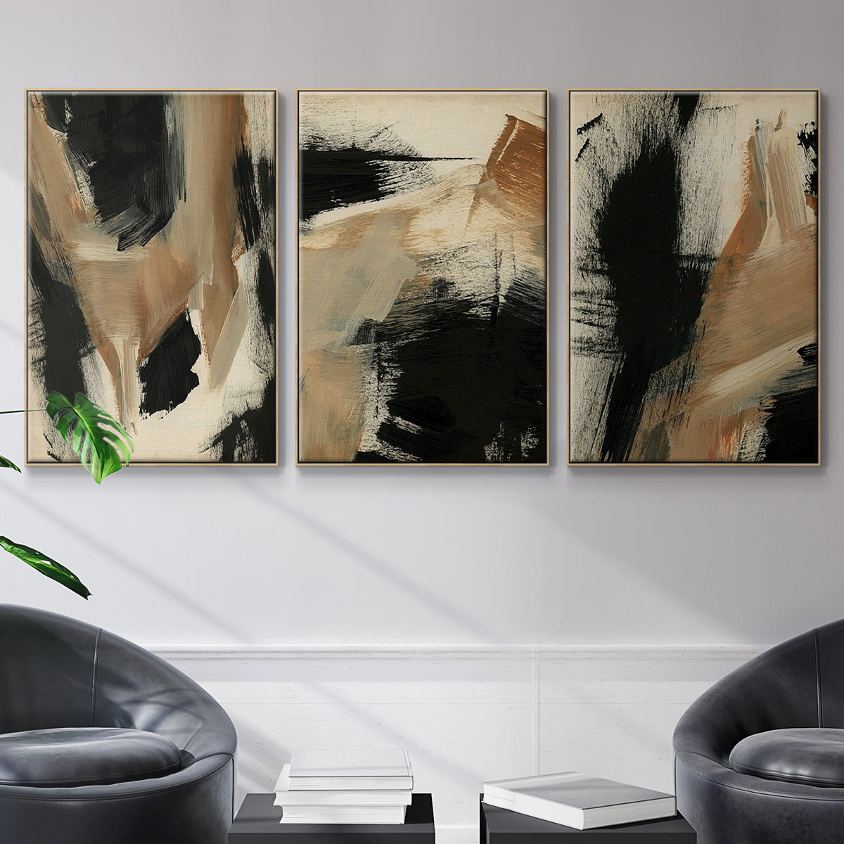 Baked Paintstrokes I - Floater Framed Canvas Set