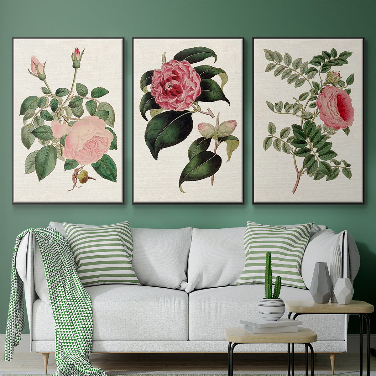 Pink Floral Mix I - Floater Framed Canvas Set