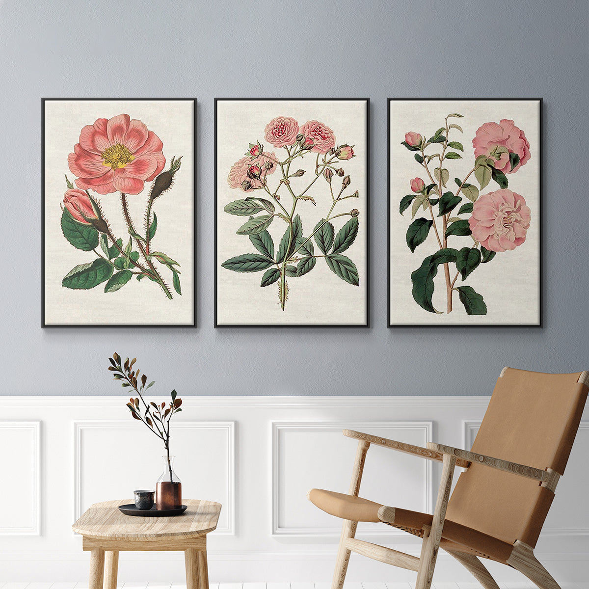 Pink Floral Mix IV - Floater Framed Canvas Set