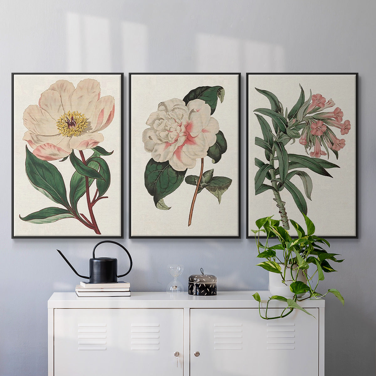 Pink Floral Mix VI - Floater Framed Canvas Set