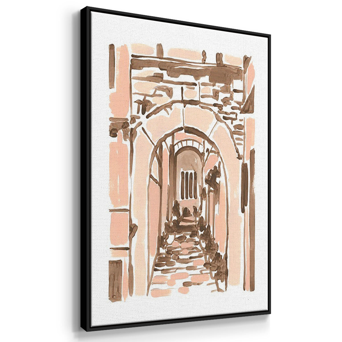 Blush Architecture Study I - Floater Framed Canvas Set