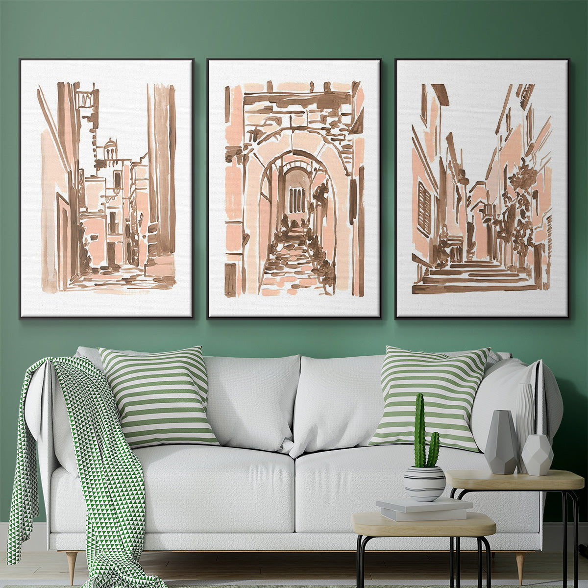 Blush Architecture Study I - Floater Framed Canvas Set
